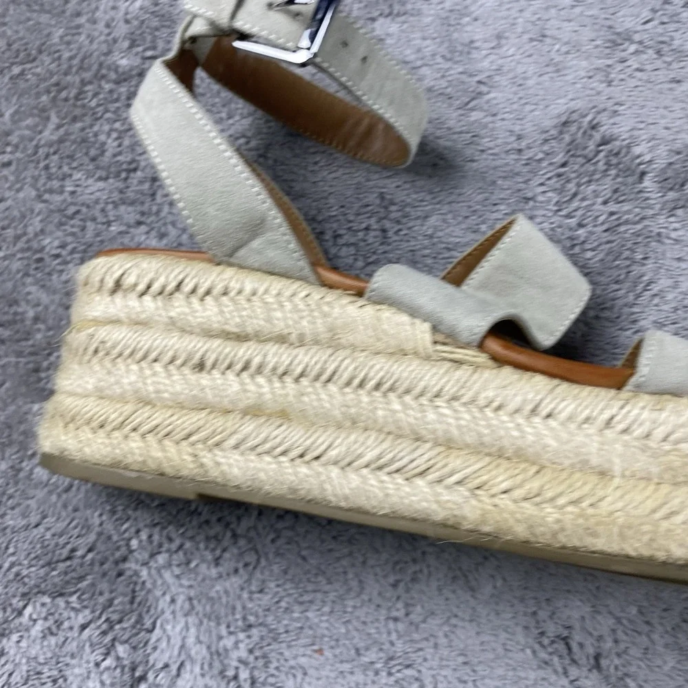 American Eagle Espadrille Platform Sandals  Womens Size 7 Faux Suede Beige